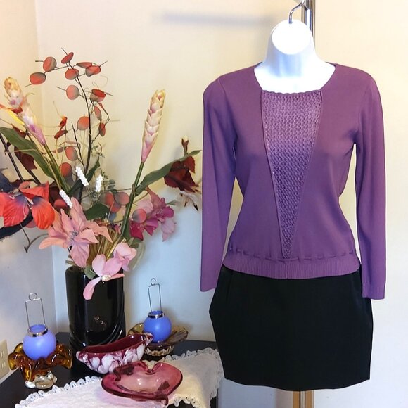 NWT Women’s Light Purple Long Sleeve Crochet Cardigan Fall Winter Sweater M 8 10 - Picture 4 of 6